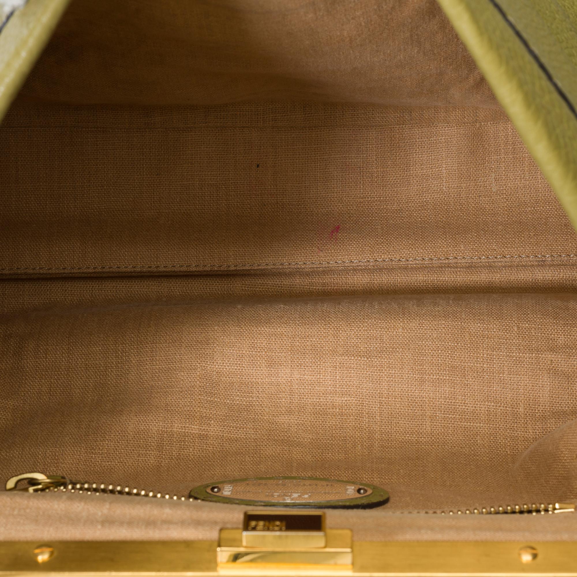 Fendi Grand Modele Peekaboo handbag strap in Olive Green calf leather, GHW For Sale 5