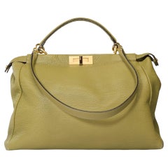 Used Fendi Grand Modele Peekaboo handbag strap in Olive Green calf leather, GHW