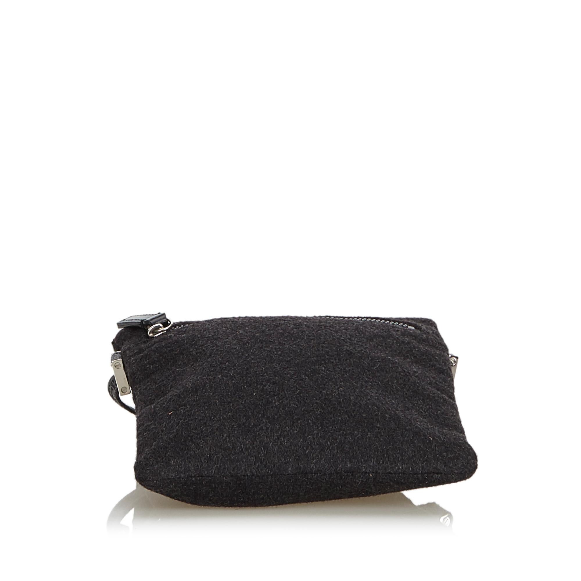 Women's Fendi Gray Dark Gray Chemical Fiber Fabric Belt Bag Italy For Sale