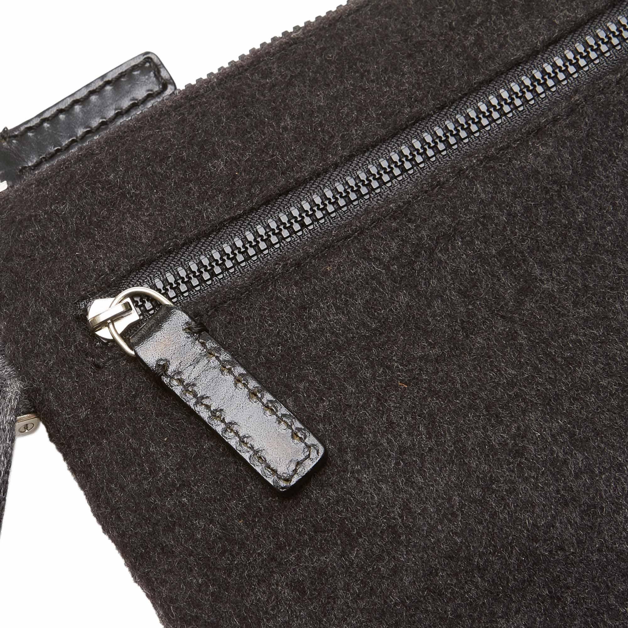 Fendi Gray Dark Gray Chemical Fiber Fabric Belt Bag Italy For Sale 5