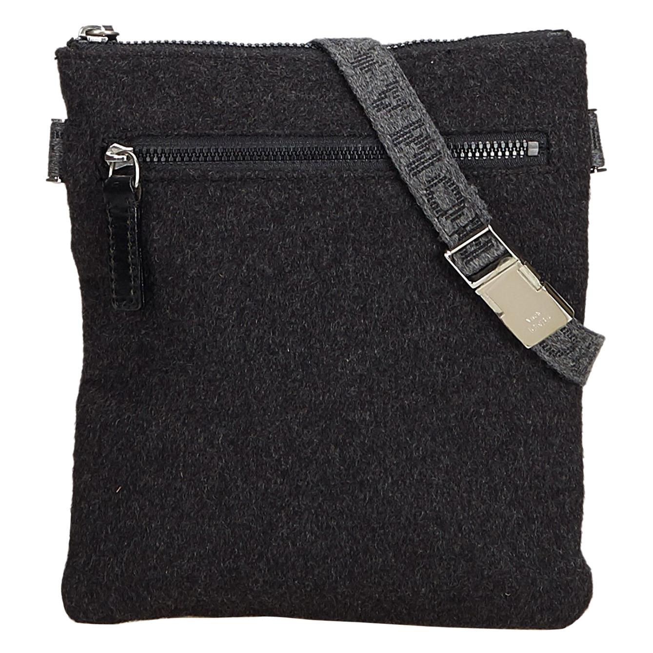 Fendi Gray Dark Gray Chemical Fiber Fabric Belt Bag Italy For Sale