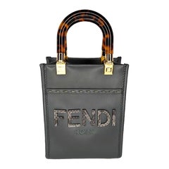 Fendi Gray Sunshine Mini Crossbody Shopper Tote