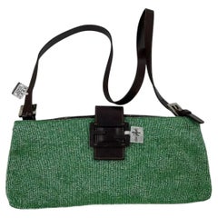 Fendi Green Beaded Top Opening Crossbody Bag