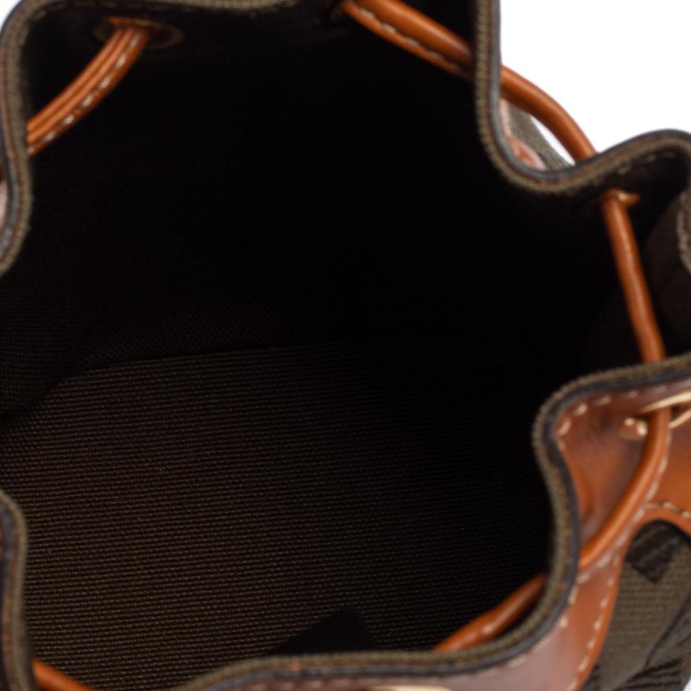Fendi Green/Brown Zucca Canvas and Leather Mini Mon Tresor Drawstring Bucket Bag 1