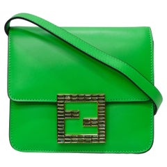 Fendi Green Crystal Logo Crossbody Box Bag