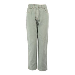 Fendi Green Denim Floral Printed Logo Badge Jeans Size M