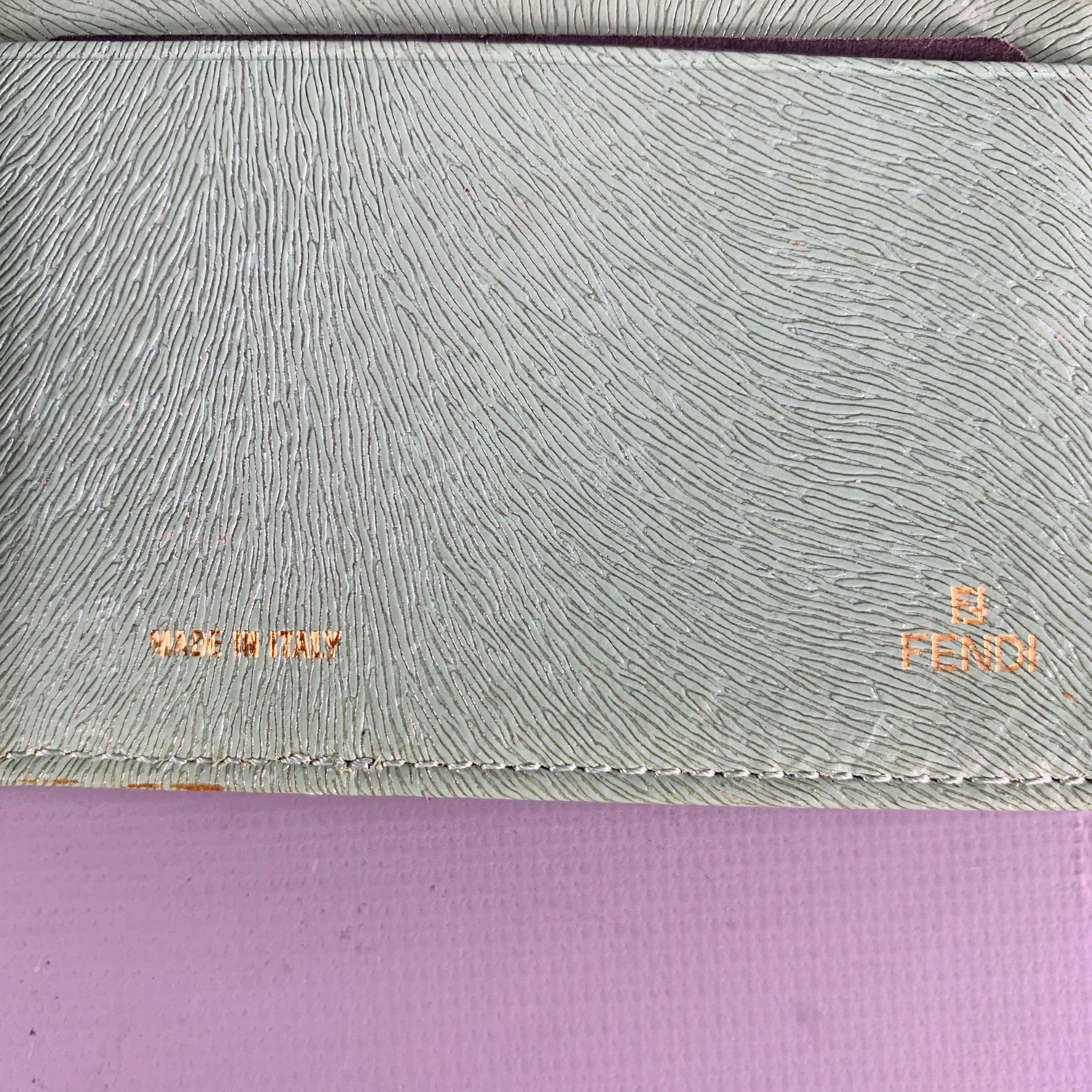 FENDI Green Embossed Leather Wallet For Sale 1