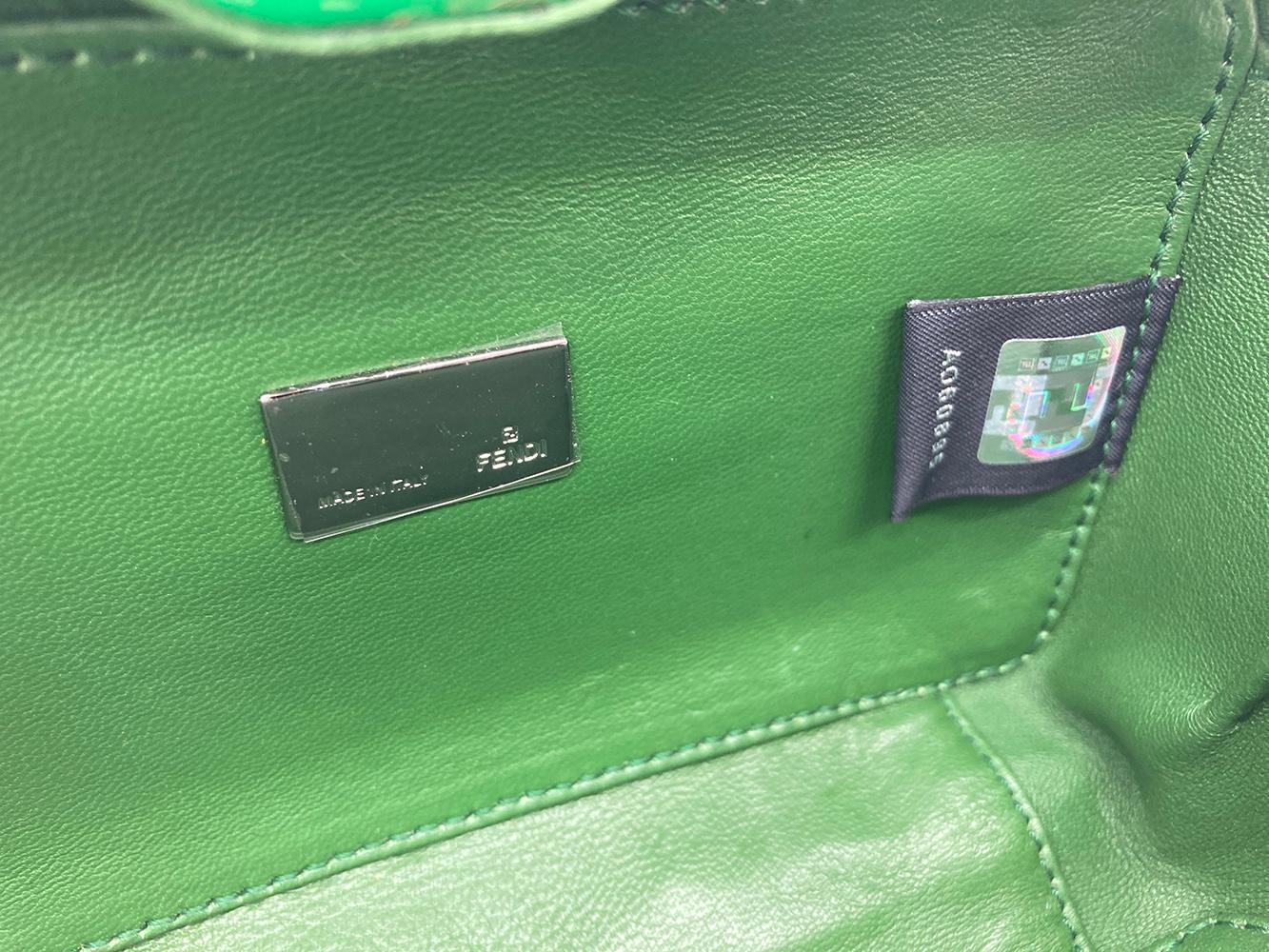 Fendi Green Logo Box Clutch For Sale 4