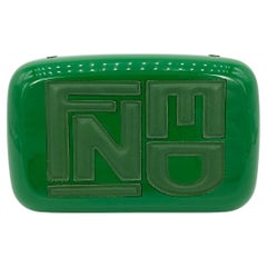 Fendi Green Logo Box Clutch