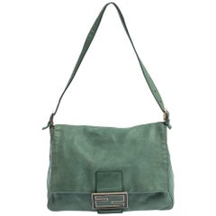 Fendi Green Iridescent Leather Mama Forever Large Flap Shoulder Bag