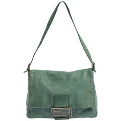 Fendi Green Iridescent Leather Mama Forever Large Flap Shoulder Bag