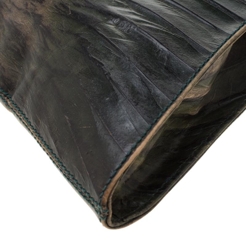 Fendi Green Leather Devil Trapezio Shoulder Bag For Sale 2