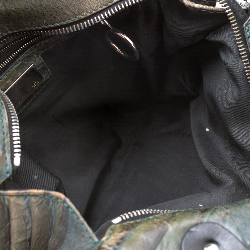 Women's Fendi Green Leather Devil Trapezio Shoulder Bag For Sale