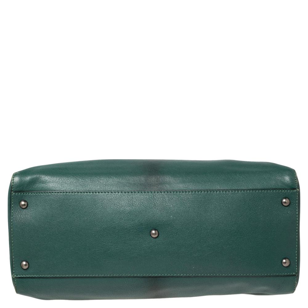 Fendi Green Leather Large Peekaboo Top Handle Bag 3