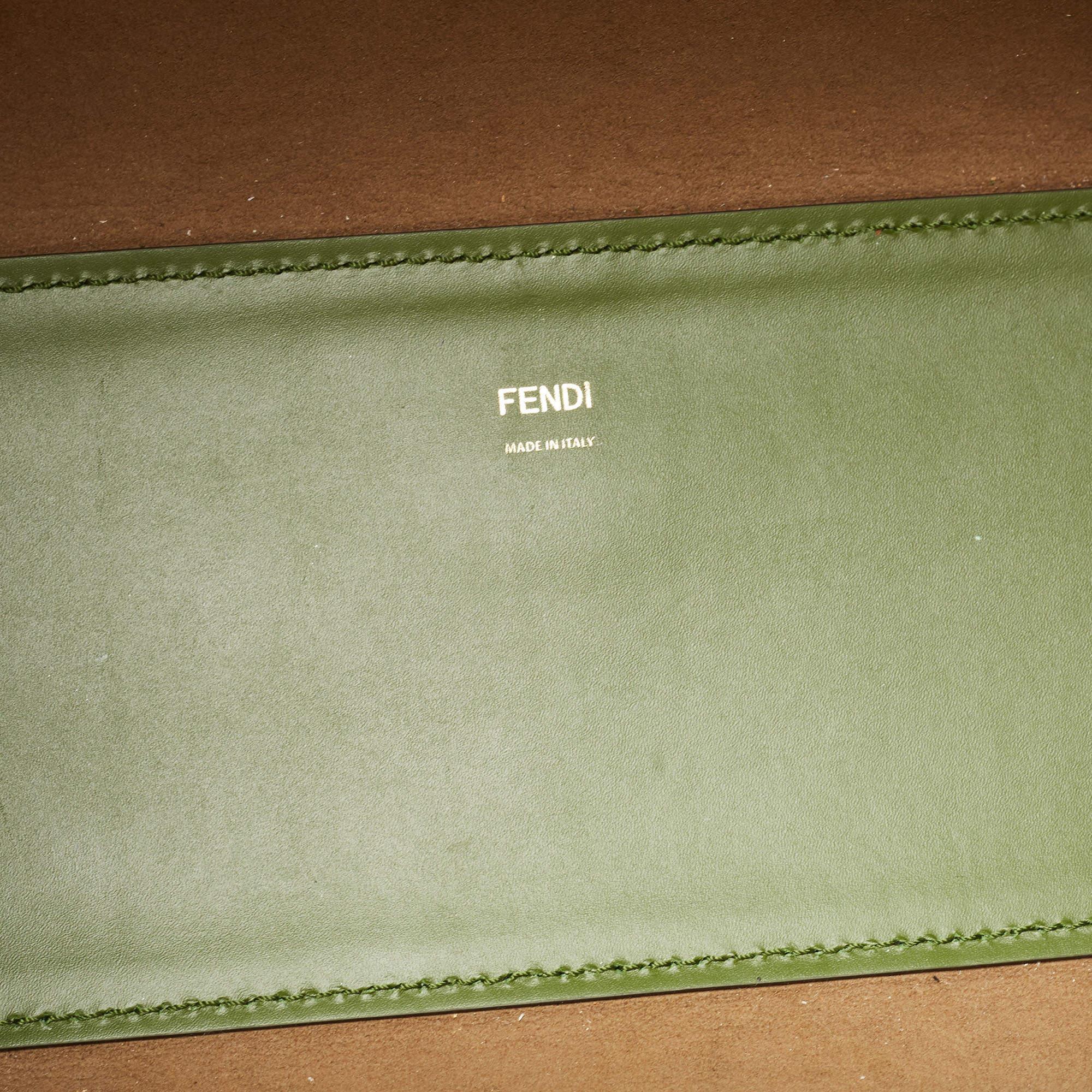 Fendi Green Leather Medium Sunshine Tote For Sale 4