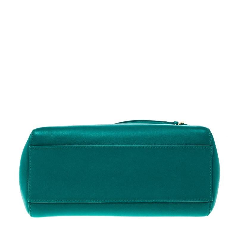 Fendi Green Leather Mini Peekaboo Top Handle Bag 1