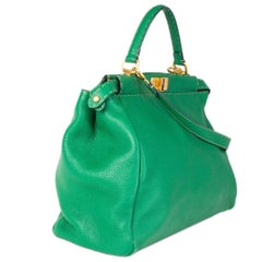 FENDI green leather PEEKABOO LARGE Shoulder Bag