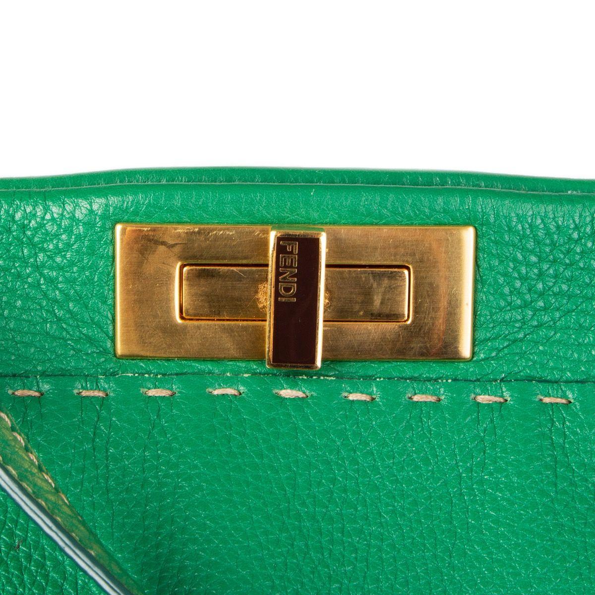 Women's FENDI green leather PEEKABOO LARGE Shoulder Bag
