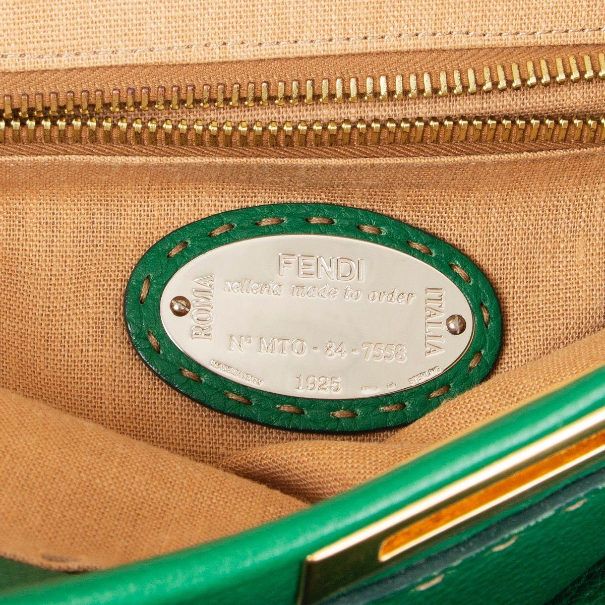 FENDI green leather PEEKABOO LARGE Shoulder Bag 3