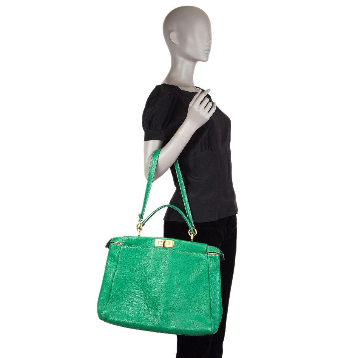 FENDI green leather PEEKABOO LARGE Shoulder Bag 4