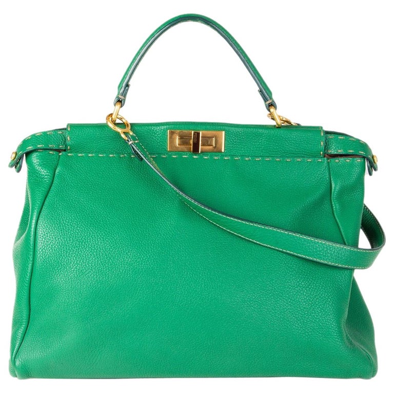 FENDI green leather PEEKABOO LARGE Shoulder Bag at 1stDibs