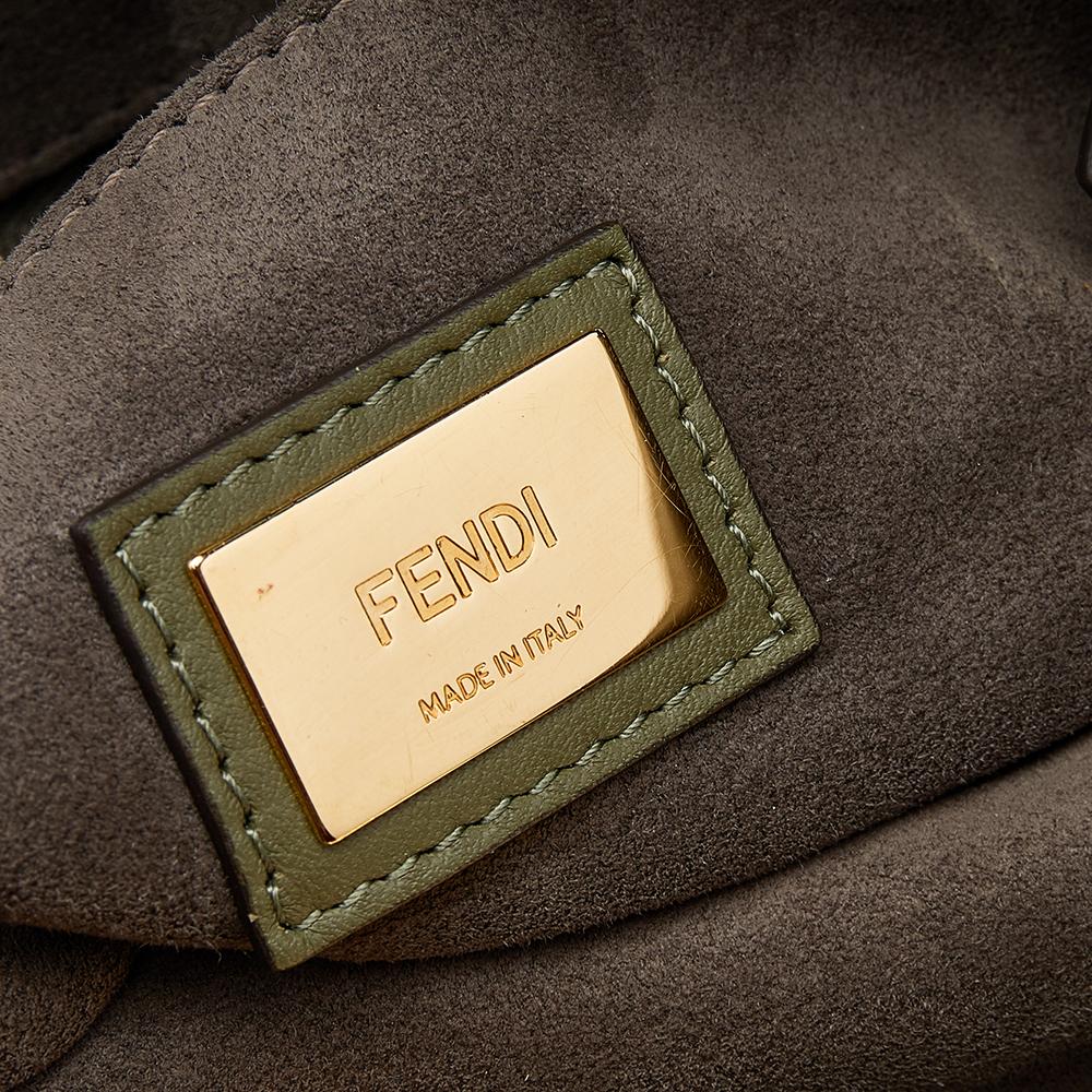 Fendi Green Leather Peekaboo Top Handle Bag 5