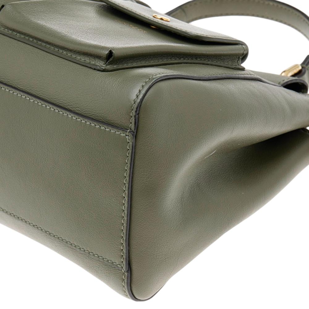 Fendi Green Leather Peekaboo Top Handle Bag 2
