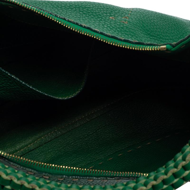 Fendi Green Leather Selleria Hobo 8