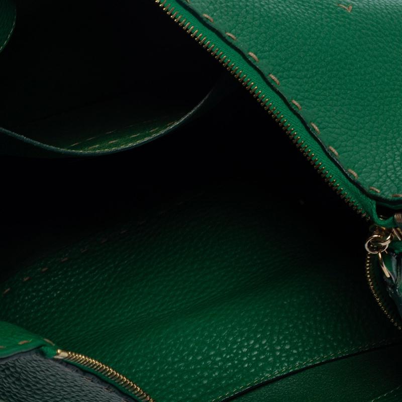 Fendi Green Leather Selleria Hobo 9