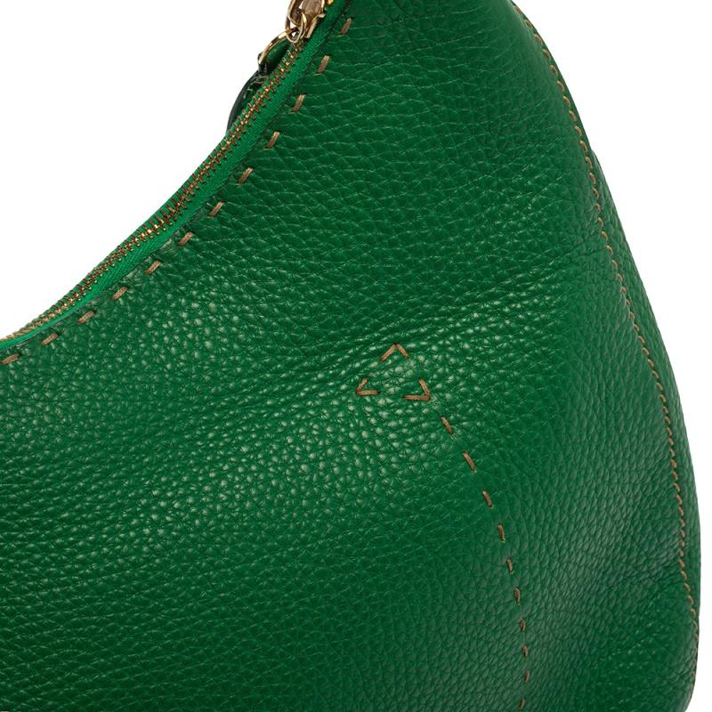 Fendi Green Leather Selleria Hobo 4