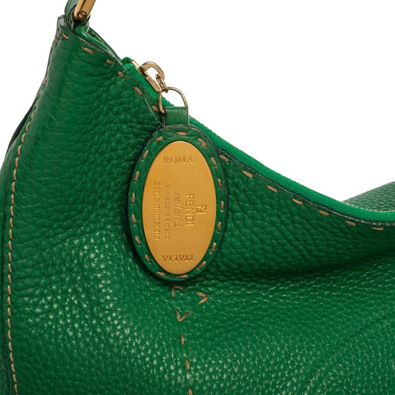 Fendi Green Leather Selleria Hobo 5