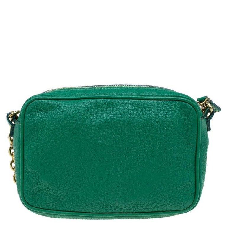 Fendi Green Leather Selleria Leather Small Crossbody Bag For Sale at