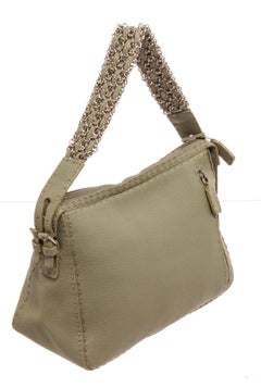 Fendi Green Leather Selleria Shoulder Bag