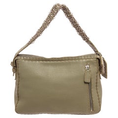 Vintage Fendi Green Leather Selleria Shoulder Bag