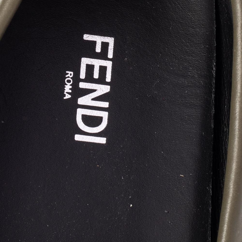 Men's Fendi Green Leather Slip On Loafers Size 43