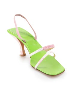 Fendi Green Leather Snakeskin Heeled Sandals Size IT 36.5