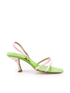 Fendi Green Leather Snakeskin Heeled Sandals Size IT 36.5