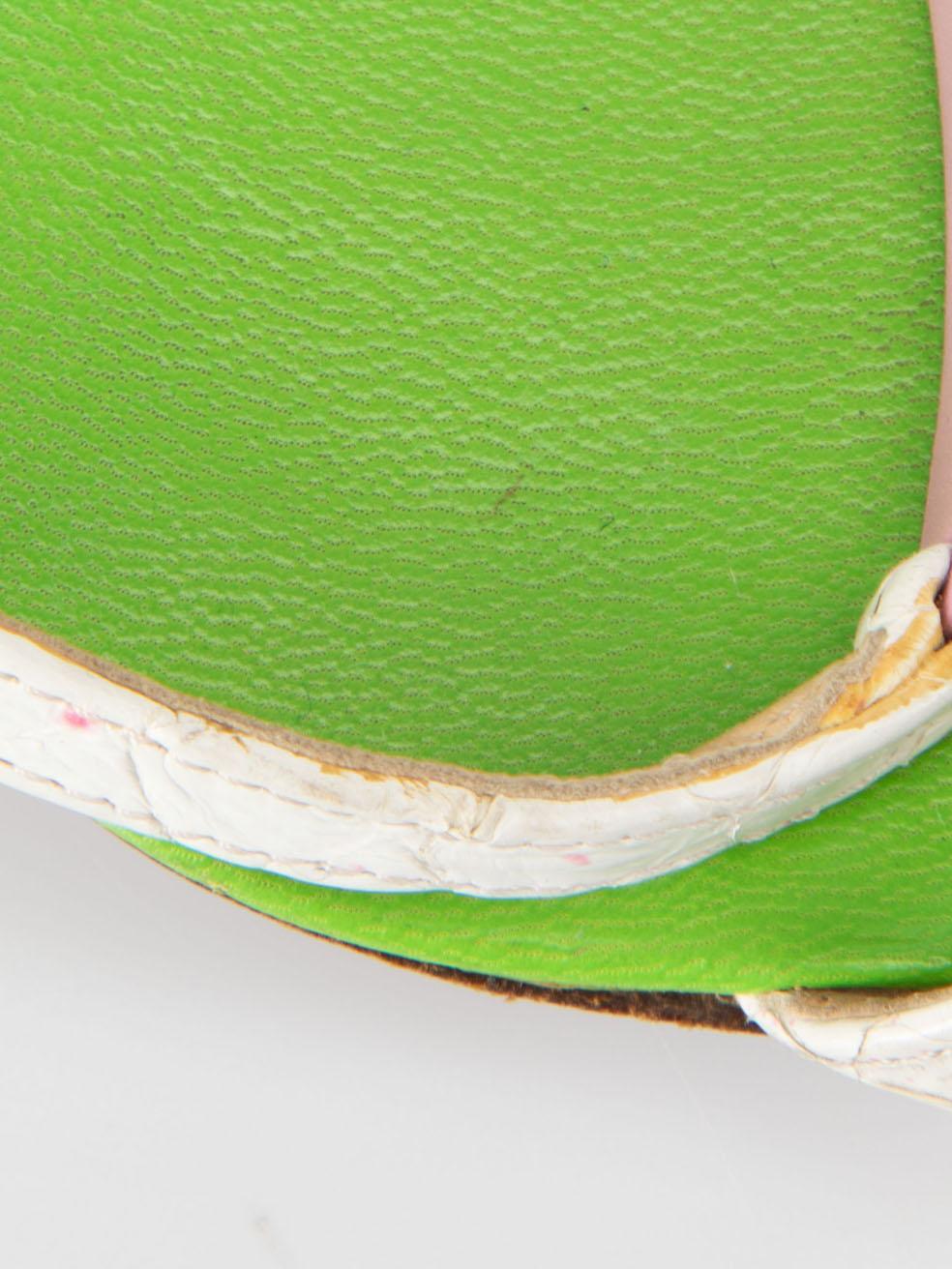 Fendi Green Leather Snakeskin Heeled Sandals Size IT 36.5 For Sale 3