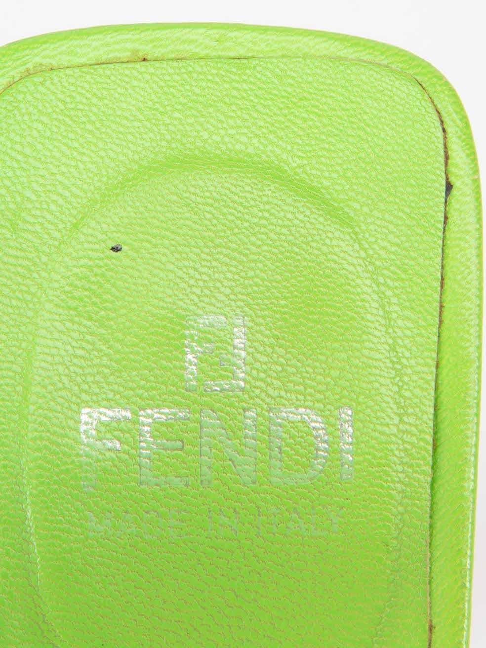 Fendi Green Leather Snakeskin Heeled Sandals Size IT 36.5 For Sale 5