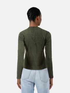 Fendi Green Logo Print Long Sleeve Top Size M