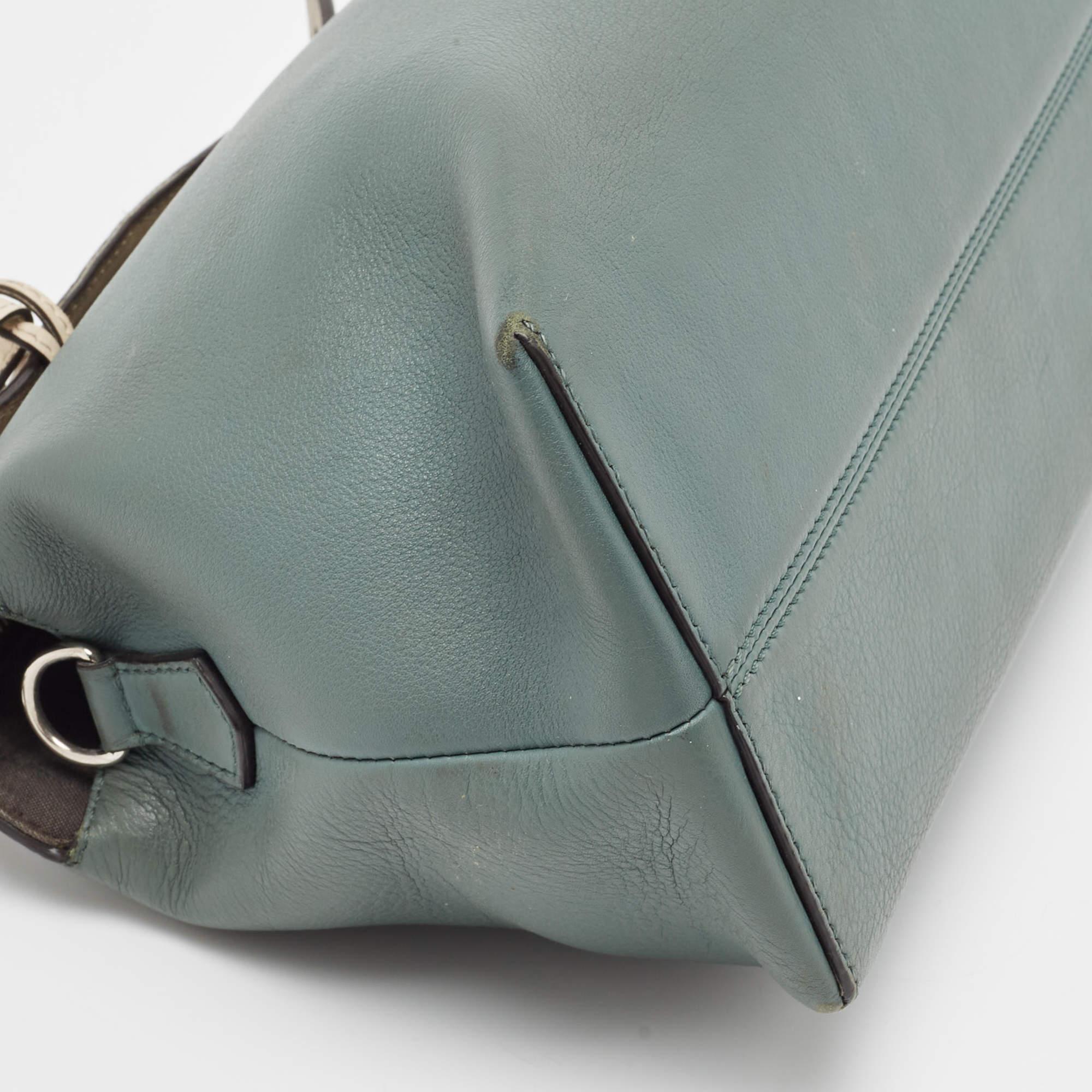 Fendi Green Malachite/Beige Leather Medium By The Way Shoulder Bag 9