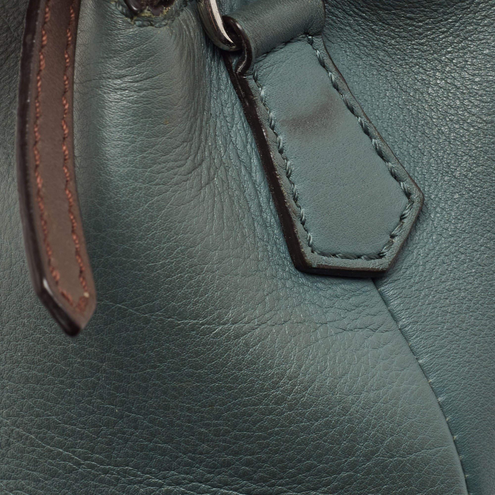 Fendi Green Malachite/Beige Leather Medium By The Way Shoulder Bag 11
