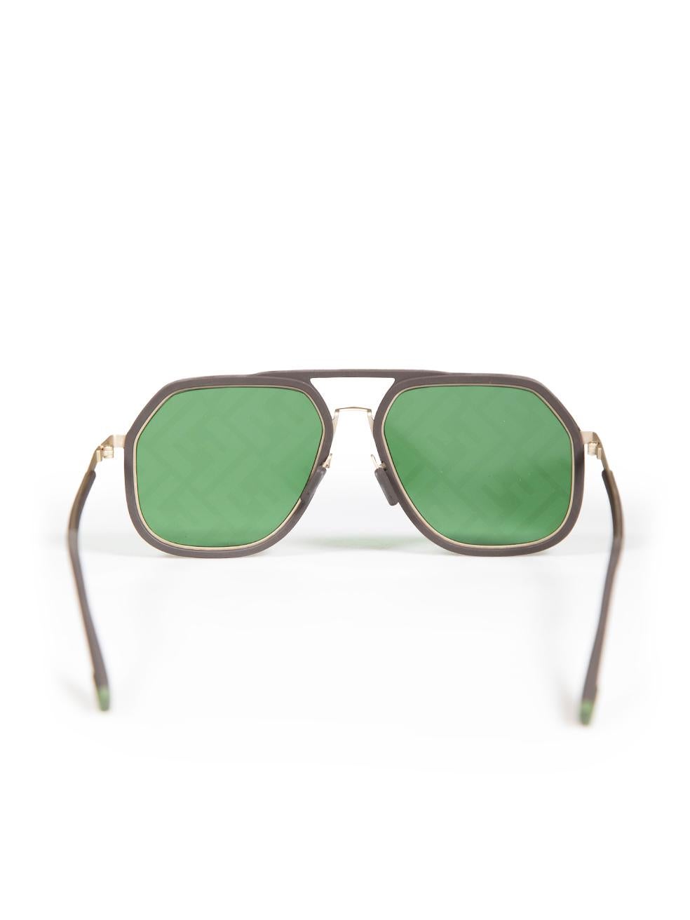 Women's Fendi Green Mirror Navigator Sunglasses For Sale