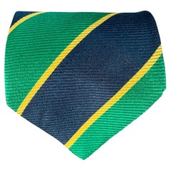 Cravatta in seta a strisce diagonali Greene & Greene Navy