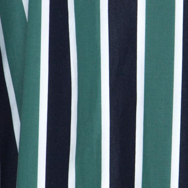 Fendi Green & Navy Striped Cotton Abito Kimono Dress S 1