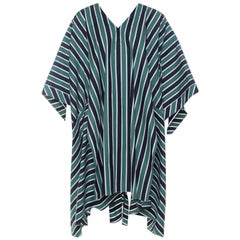 Fendi Green & Navy Striped Cotton Abito Kimono Dress S