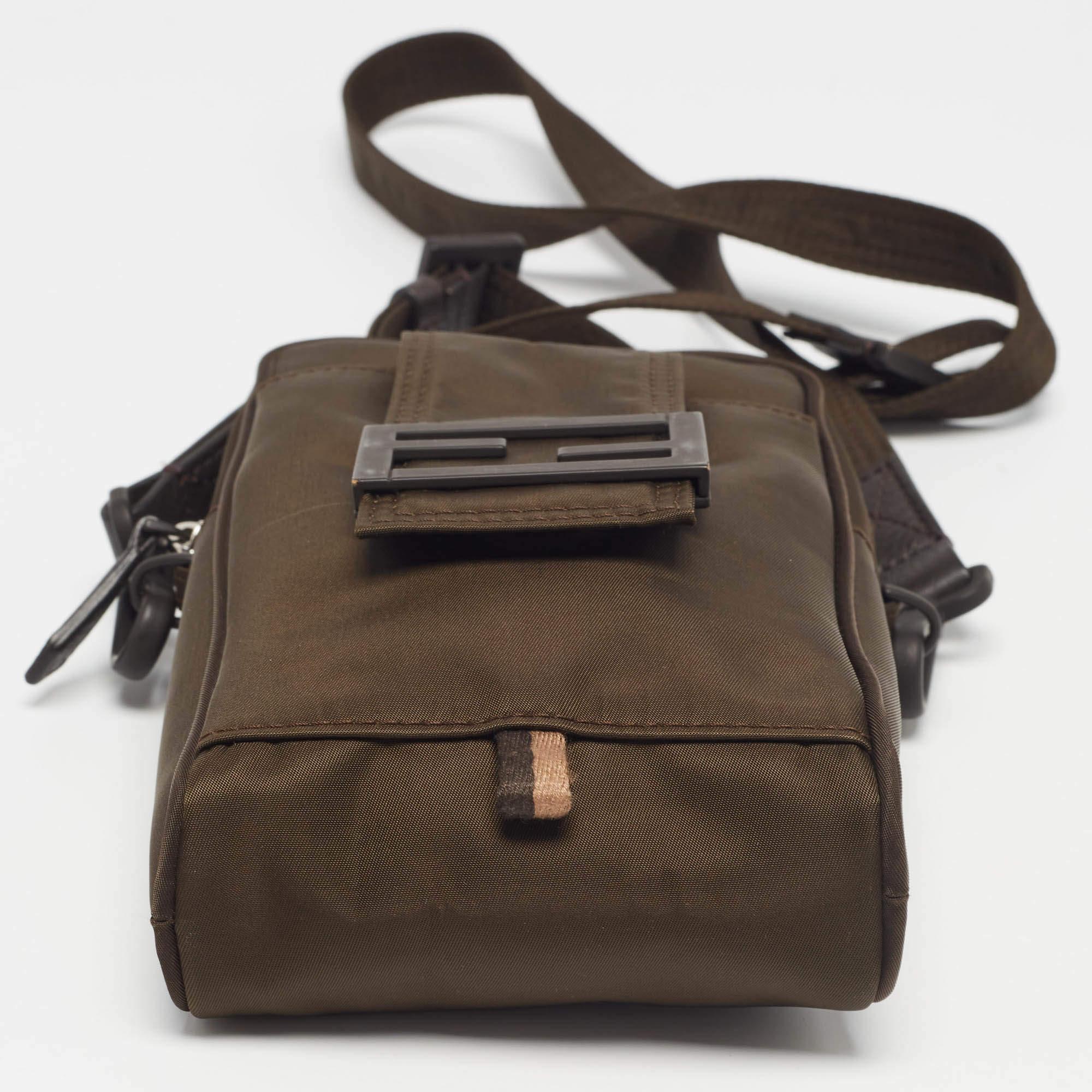 Fendi Green Nylon FF Phone Crossbody Bag 1