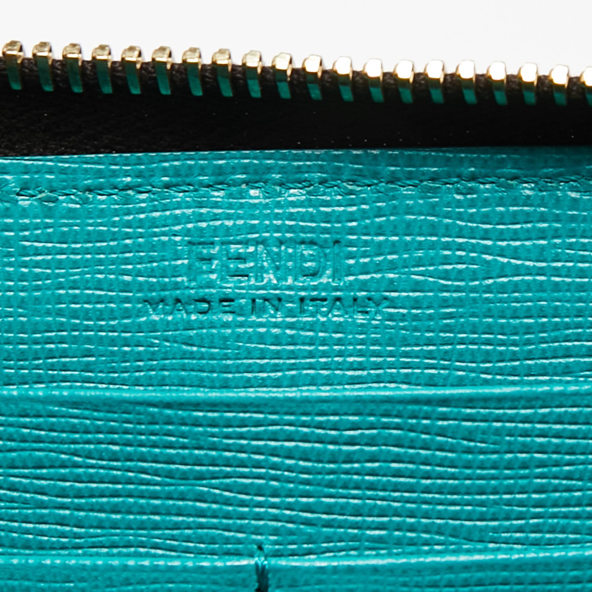 Fendi Green Ombre Zucca Coated Canvas Zip Around Wallet 2