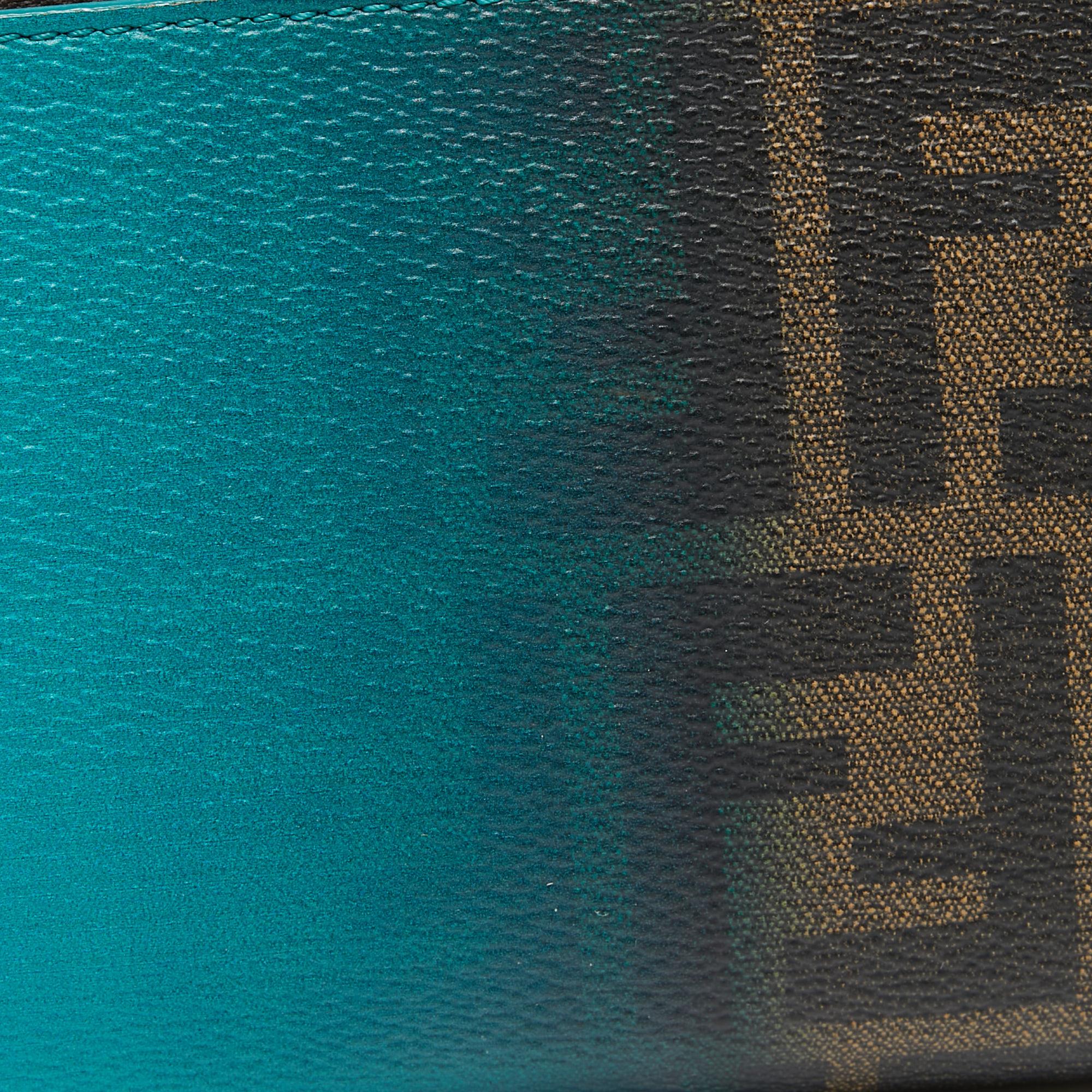 Fendi Green Ombre Zucca Coated Canvas Zip Around Wallet 3