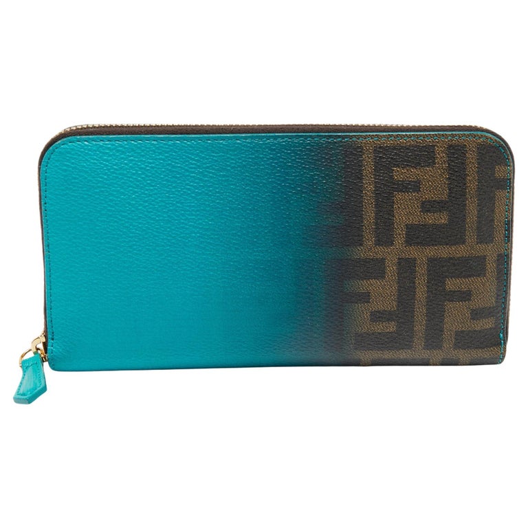 Fendi Green Ombre Zucca Coated Canvas Zip Around Wallet at 1stDibs